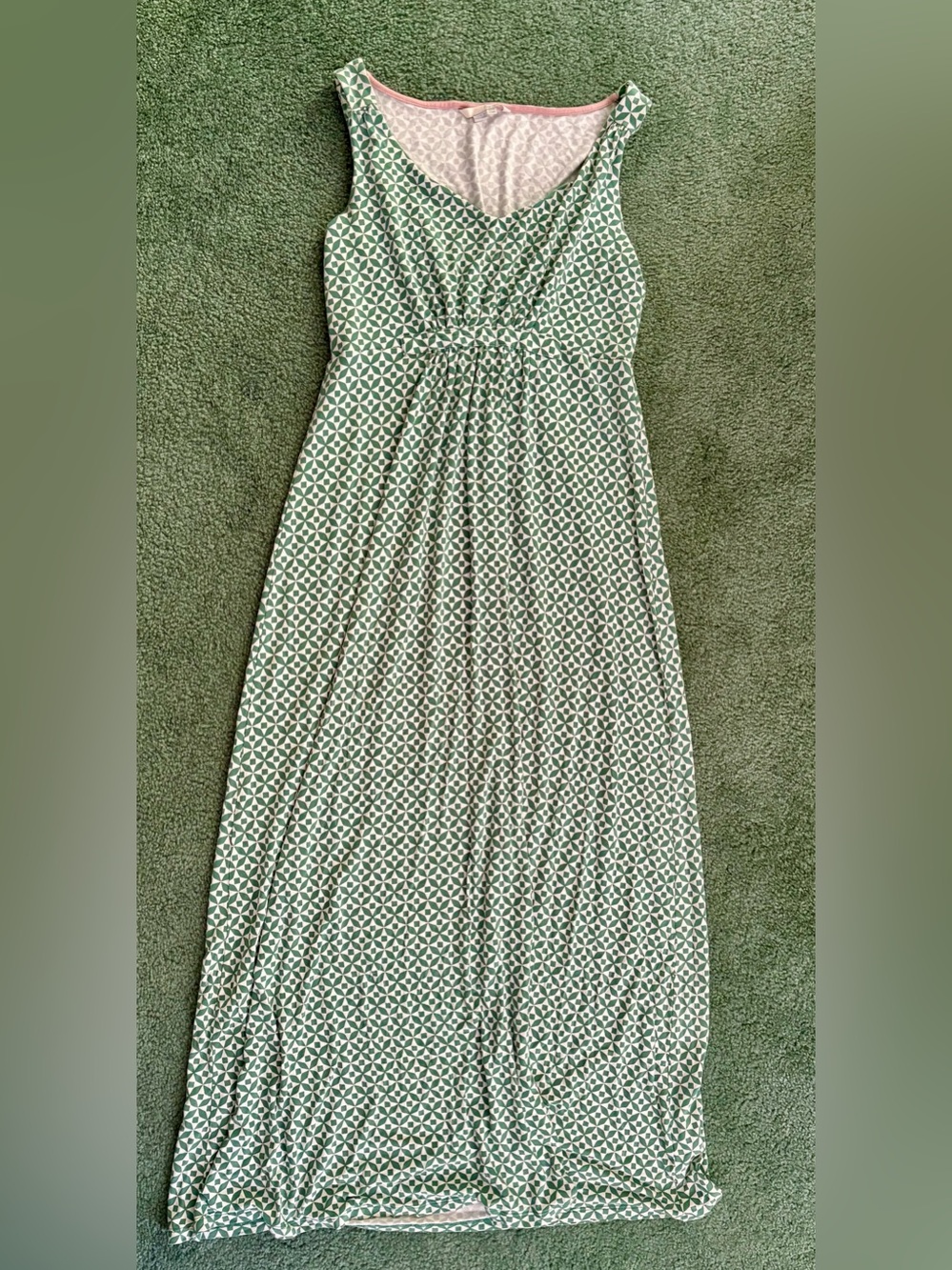 Boden Green Geometric Sleeveless Maxi Dress